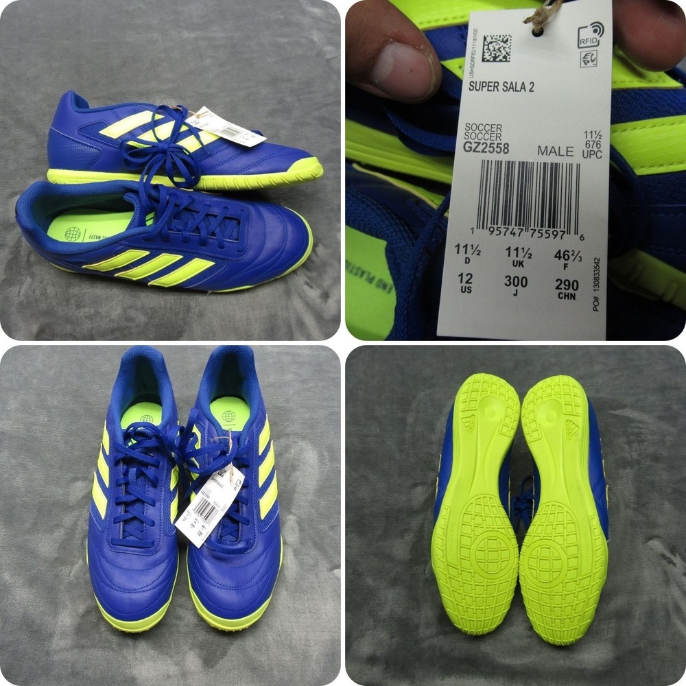 Adidas Indoor Shoes Mens 12 Blue Super Sala 2 Lightweight Soccer Futsal NEW